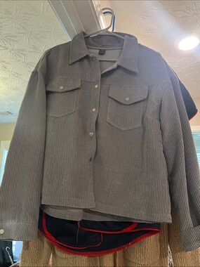 SHEIN Gray Corduroy Shacket Jacket